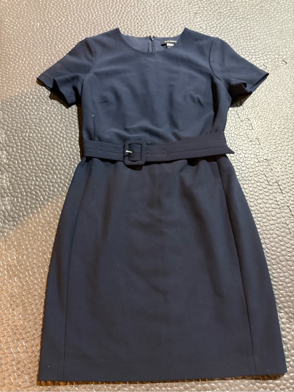Club Monaco Navy Short-Sleeve Belted Sheath Dress